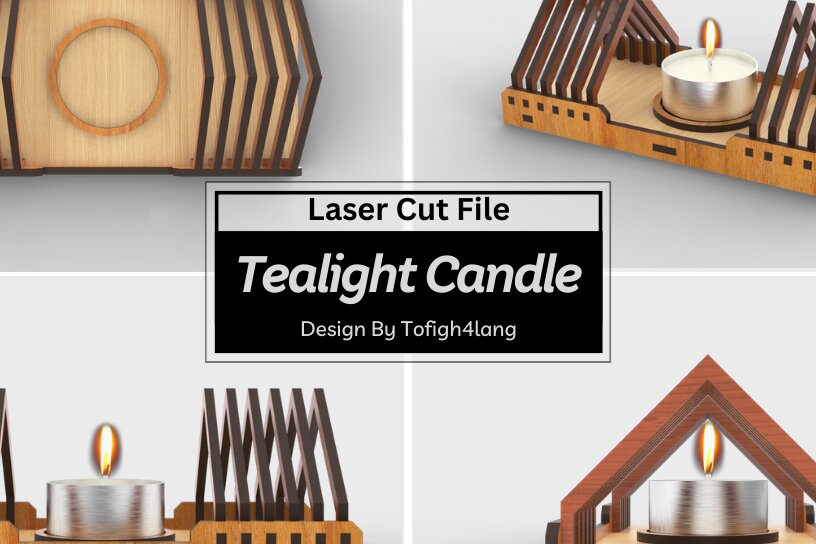 Σετ των 2 Intra απο ξύλο plywood 3mm-4mm πάχος – Πυραμίδα, Κηροπήγιο, Κοπή λέιζερ, Δίασταση  20x20 cm INTRAFABR-95324887