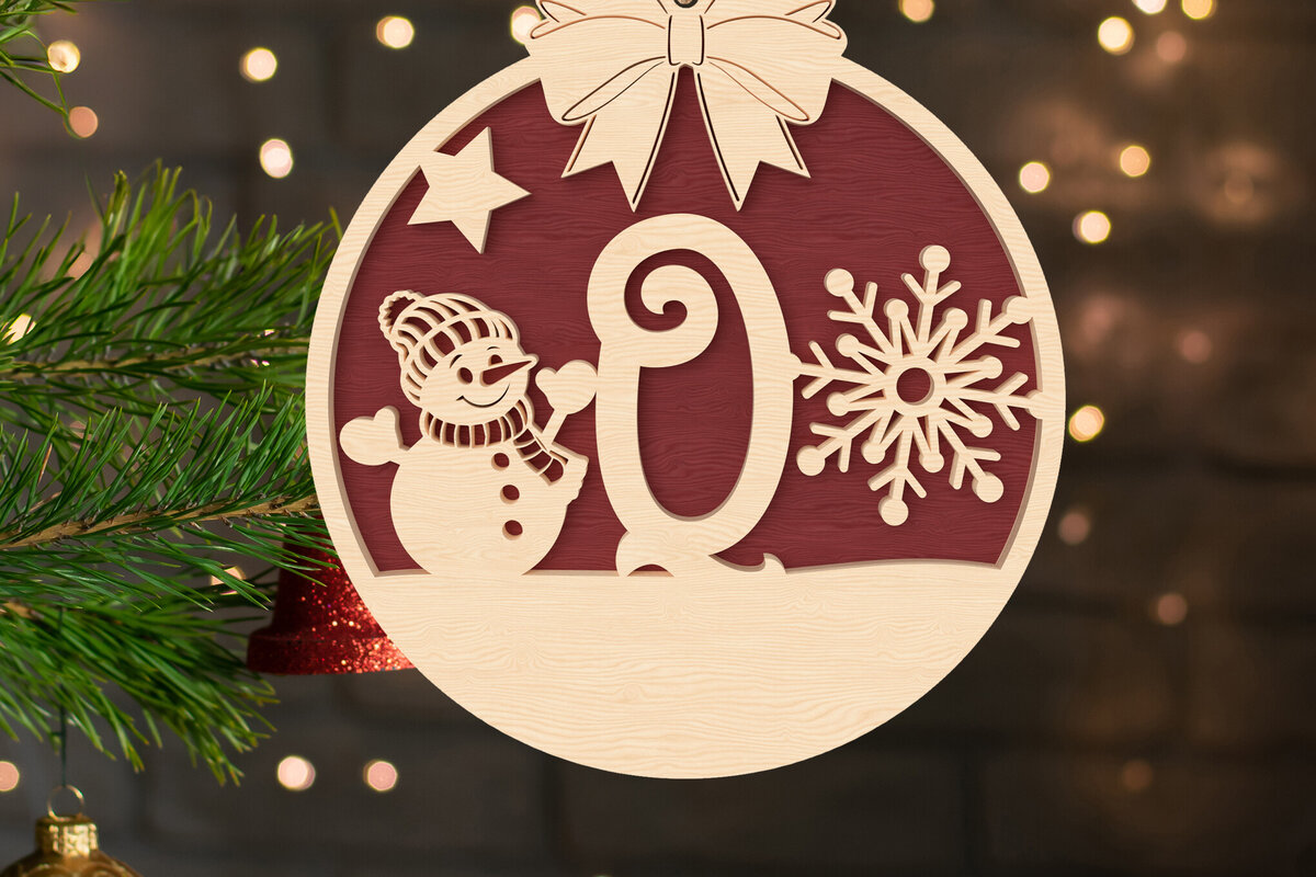 Σετ των 2 Intra απο ξύλο plywood 3mm-4mm πάχος – Q Αρχικό Χριστουγεννιάτικο Στολίδι Δίασταση  20x20 cm INTRAFABR-107430304