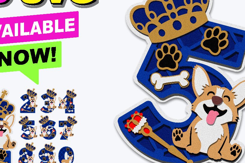 Σετ των 2 Intra απο ξύλο plywood 3mm-4mm πάχος – Queen και Corgi Δίασταση  20x20 cm INTRAFABR-53742551