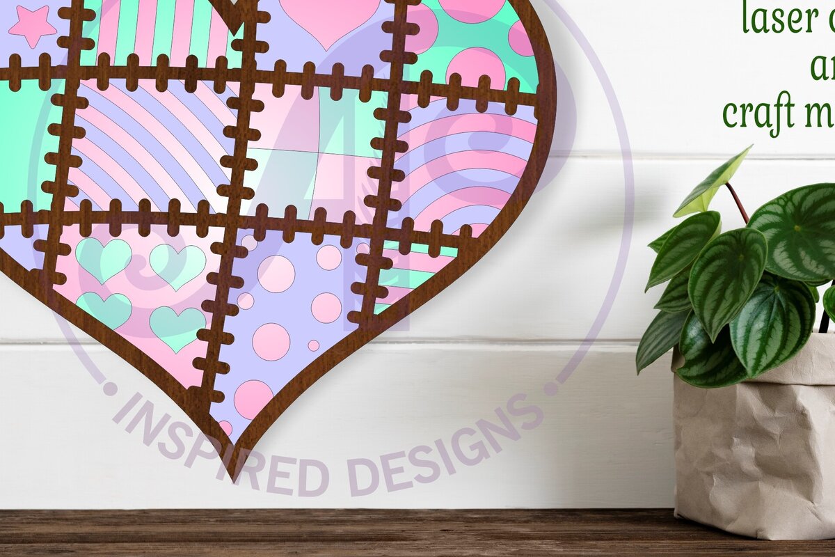 Intra απο ξύλο plywood 3mm-4mm πάχος – Επιγραφή τοίχου με καπιτονέ καρδιά 4 επιπέδων Δίασταση  40x30 cm INTRAFABR-114154603