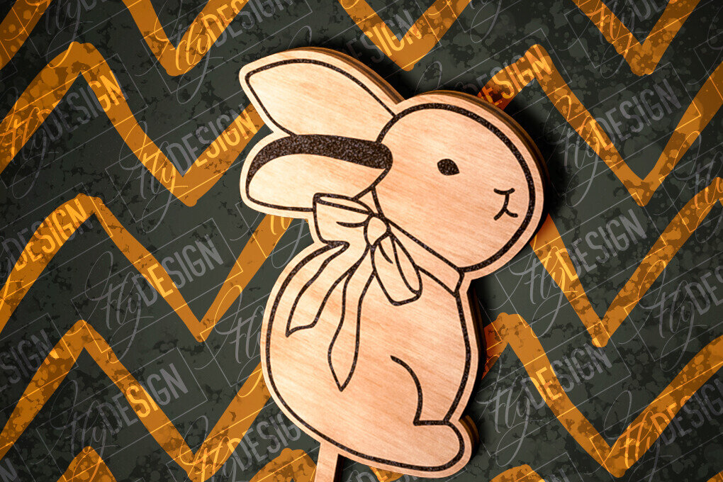 Σετ των 2 Intra απο ξύλο plywood 3mm-4mm πάχος – Rabbit Cake Topper  Δίασταση  20x20 cm INTRAFABR-81267542