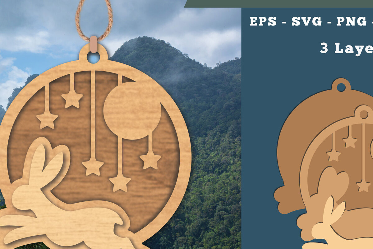 Σετ των 2 Intra απο ξύλο plywood 3mm-4mm πάχος – Κουνέλι με λέιζερ στολίδι Δίασταση  20x20 cm INTRAFABR-112013414