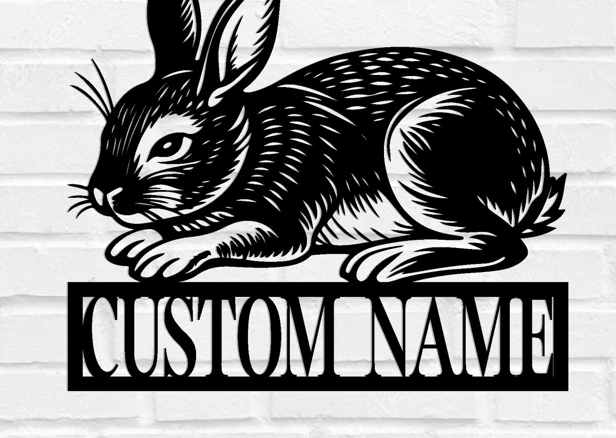 Σετ των 2 Intra απο ξύλο plywood 3mm-4mm πάχος – Μεταλλικό σημάδι όνομα κουνελιού Δίασταση  20x20 cm INTRAFABR-114316424