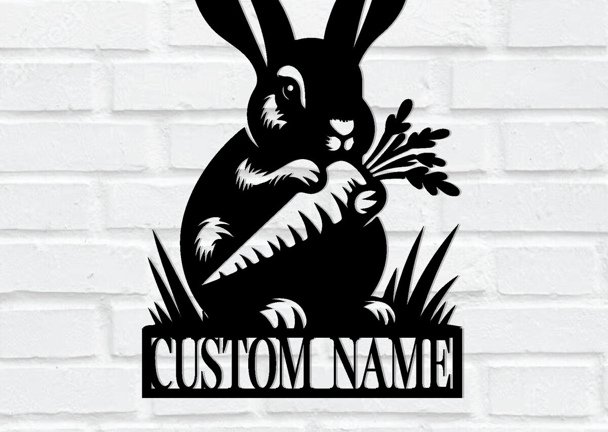 Σετ των 2 Intra απο ξύλο plywood 3mm-4mm πάχος – Μεταλλικό σημάδι όνομα κουνελιού Δίασταση  20x20 cm INTRAFABR-114316445