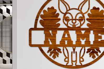 Σετ των 2 Intra απο ξύλο plywood 3mm-4mm πάχος – Πινακίδα ονόματος κουνελιού Δίασταση  20x20 cm INTRAFABR-75740038