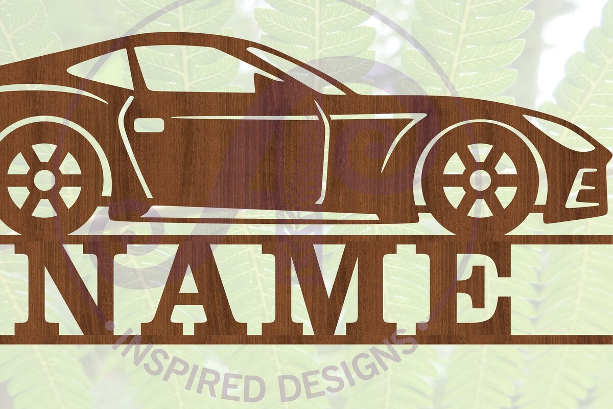 Σετ των 2 Intra απο ξύλο plywood 3mm-4mm πάχος – Αρχείο περικοπής Name Race Car Δίασταση  20x20 cm INTRAFABR-68519852