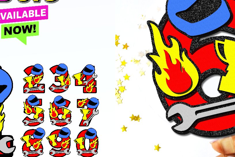 Σετ των 2 Intra απο ξύλο plywood 3mm-4mm πάχος – Race Car Numbers 3D Δίασταση  20x20 cm INTRAFABR-85300098