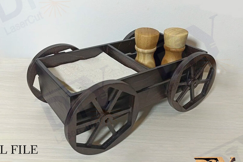 Σετ των 2 Intra απο ξύλο plywood 3mm-4mm πάχος – Σχάρα και θήκη χαρτοπετσέτας, Cart Δίασταση  20x20 cm INTRAFABR-112582031