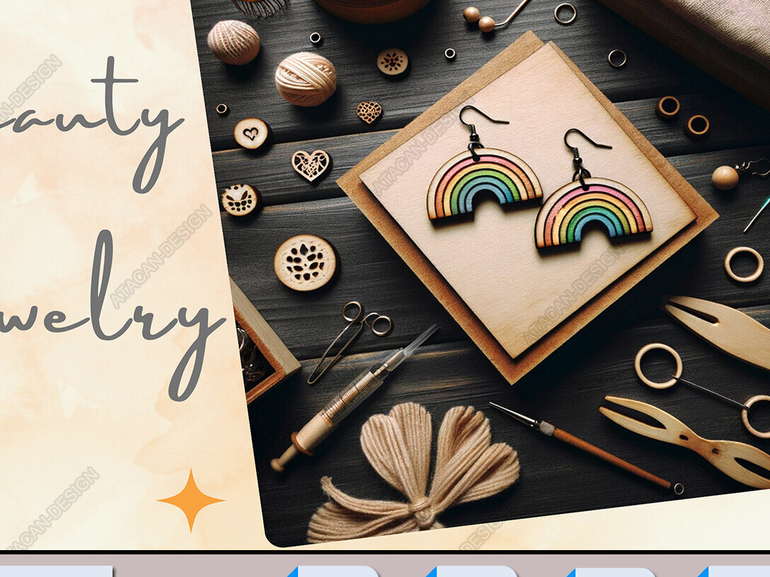 Σετ των 3 Intra απο ξύλο plywood 3mm-4mm πάχος – Σκουλαρίκι Radiant Rainbow Laser-Cut Bluepr Δίασταση  5x5 cm INTRAFABR-91109770