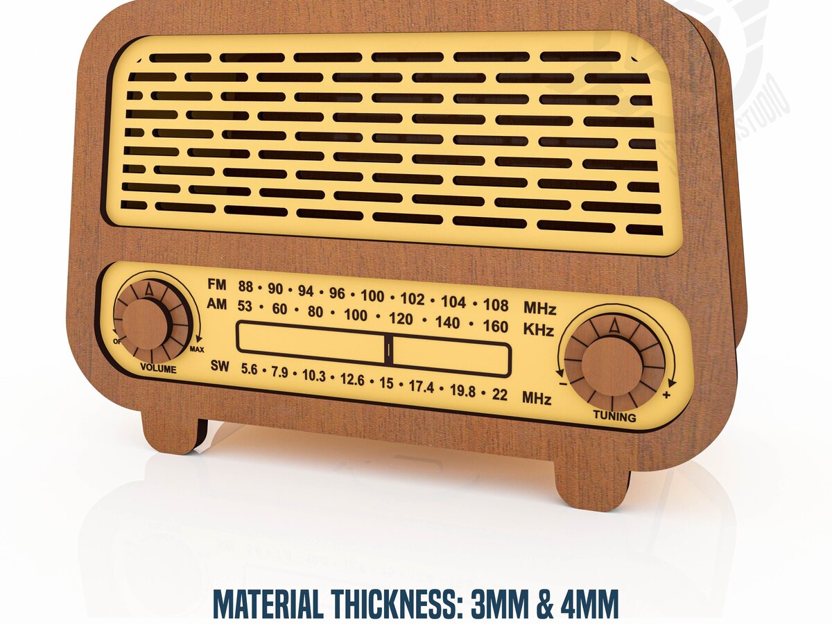 Σετ των 2 Intra απο ξύλο plywood 3mm-4mm πάχος – Αρχεία κοπής με λέιζερ Radio Money Box Δίασταση  20x20 cm INTRAFABR-119476757