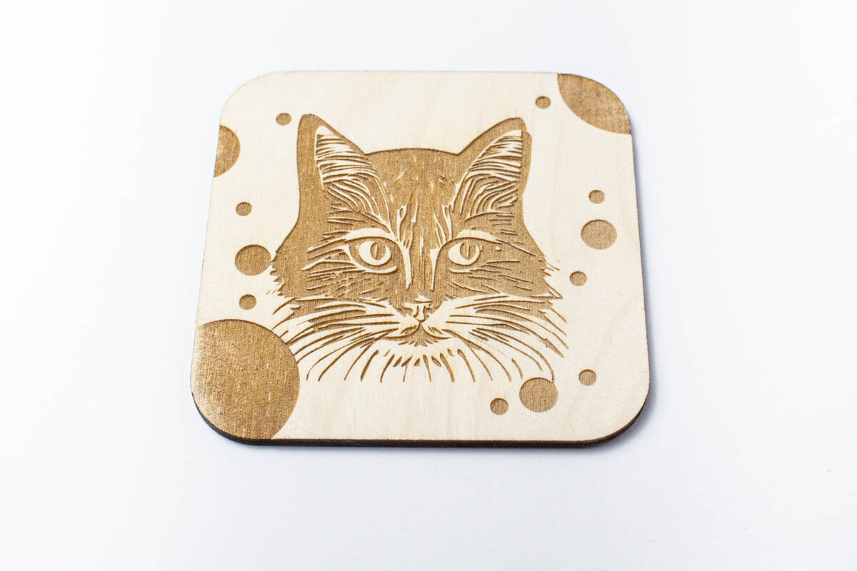 Σετ των 2 Intra απο ξύλο plywood 3mm-4mm πάχος – Ragdoll Cartoon Cat Coaster, χαραγμένο Δίασταση  20x20 cm INTRAFABR-66188809