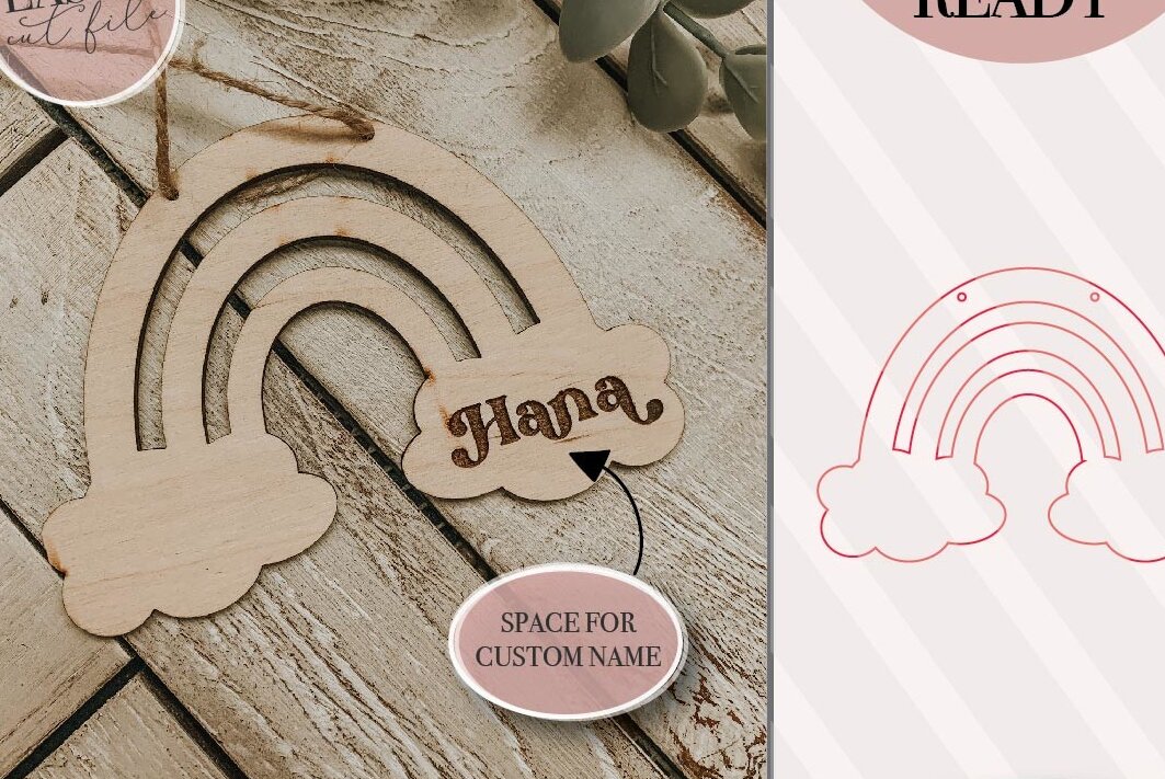 Σετ των 2 Intra απο ξύλο plywood 3mm-4mm πάχος – Rainbow και Cloud Δίασταση  20x20 cm INTRAFABR-75320678