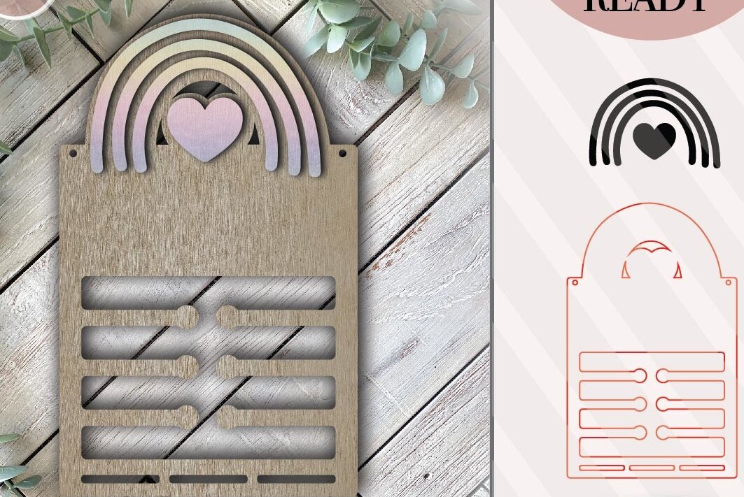 Σετ των 2 Intra απο ξύλο plywood 3mm-4mm πάχος – Rainbow Bow Holder Δίασταση  20x20 cm INTRAFABR-74745751