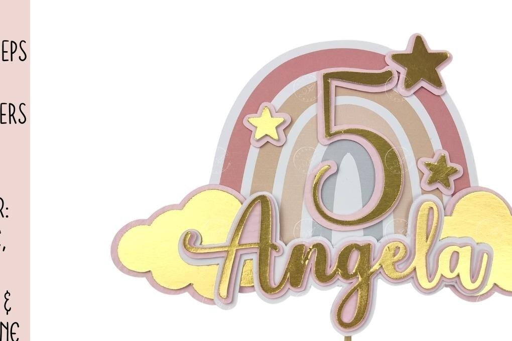 Σετ των 2 Intra απο ξύλο plywood 3mm-4mm πάχος – Rainbow Cake Topper Δίασταση  20x20 cm INTRAFABR-33545448