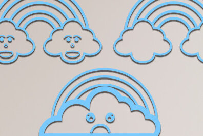 Σετ των 2 Intra απο ξύλο plywood 3mm-4mm πάχος – Επιτοίχια επιγραφή Rainbow Cloud Δίασταση  20x20 cm INTRAFABR-69128663