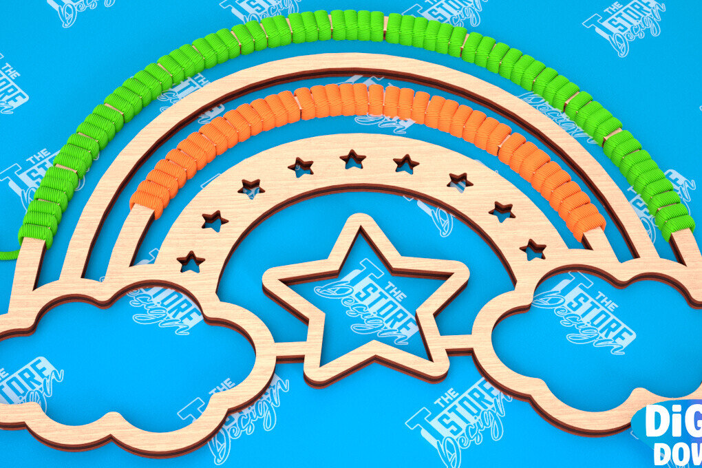 Σετ των 2 Intra απο ξύλο plywood 3mm-4mm πάχος – Rainbow Craft Kit | Είδη χειροτεχνίας | CNC Δίασταση  20x20 cm INTRAFABR-103048767