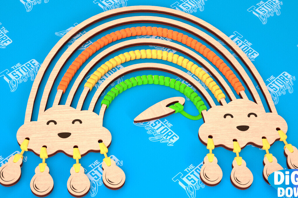 Σετ των 2 Intra απο ξύλο plywood 3mm-4mm πάχος – Rainbow Craft Kit | Είδη χειροτεχνίας | CNC Δίασταση  20x20 cm INTRAFABR-103048741