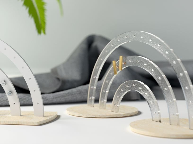 Σετ των 2 Intra απο ξύλο plywood 3mm-4mm πάχος – Οθόνη σκουλαρικιών ουράνιο τόξο Δίασταση  20x20 cm INTRAFABR-33686252