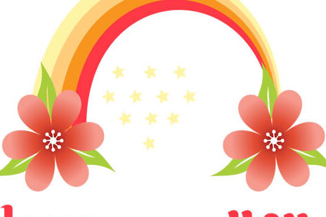 Σετ των 2 Intra απο ξύλο plywood 3mm-4mm πάχος – Ουράνιο τόξο, λουλούδια, γράμματα, διανυσματικό  Δίασταση  20x20 cm INTRAFABR-75690235