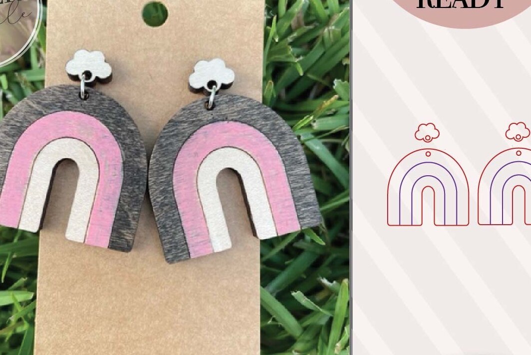 Σετ των 3 Intra απο ξύλο plywood 3mm-4mm πάχος – Σκουλαρίκια λέιζερ Rainbow Δίασταση  5x5 cm INTRAFABR-73680865