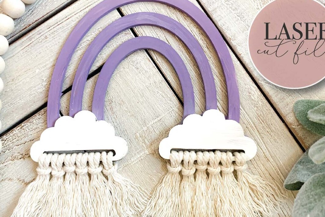 Σετ των 2 Intra απο ξύλο plywood 3mm-4mm πάχος – Rainbow Macrame Δίασταση  20x20 cm INTRAFABR-75007679