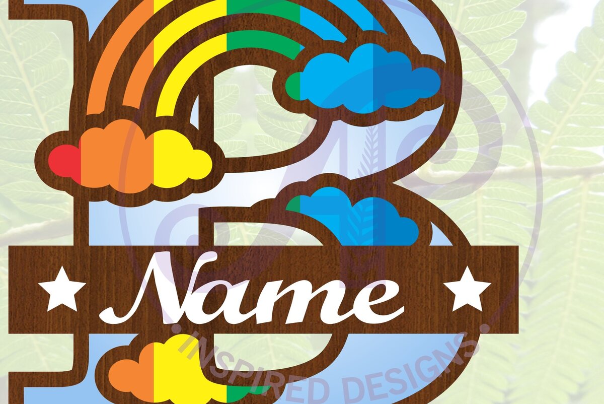 Σετ των 2 Intra απο ξύλο plywood 3mm-4mm πάχος – Rainbow Monogram Letter B Αρχείο Δίασταση  20x20 cm INTRAFABR-70085579