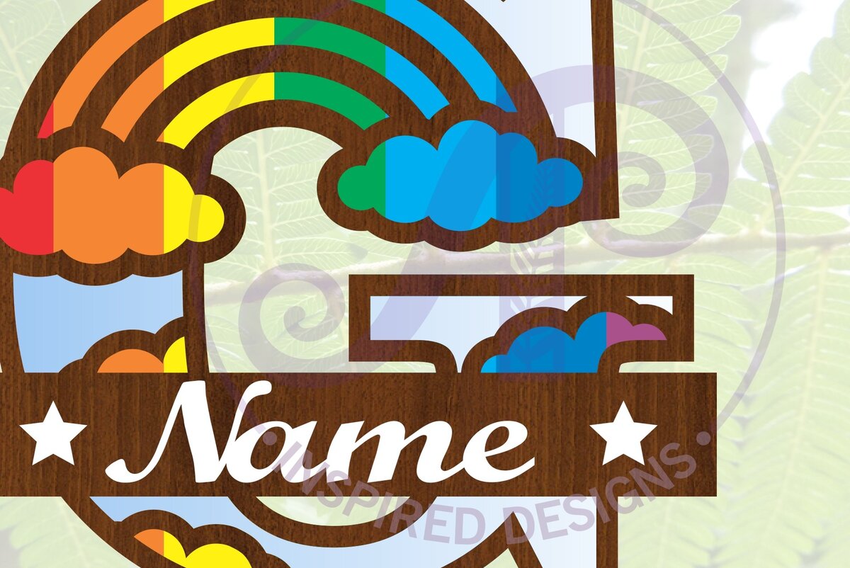 Σετ των 2 Intra απο ξύλο plywood 3mm-4mm πάχος – Rainbow Monogram Letter G Αρχείο Δίασταση  20x20 cm INTRAFABR-70085655