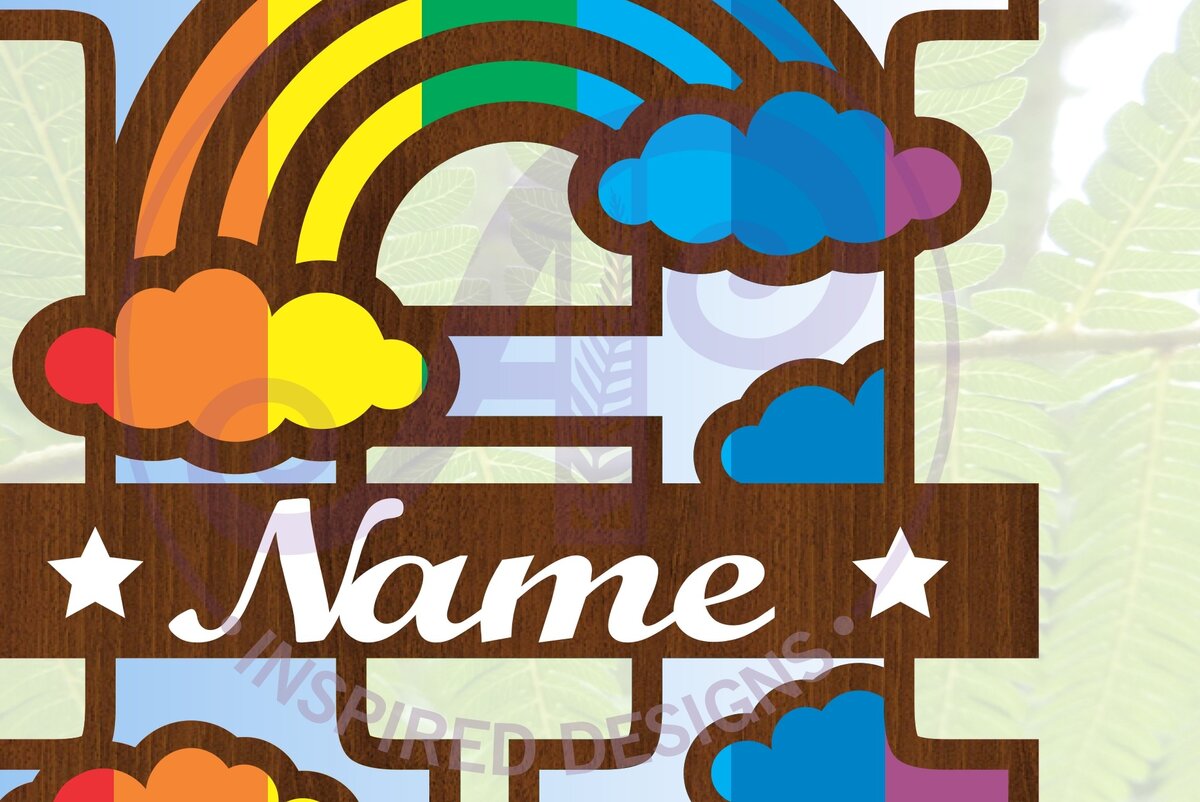 Σετ των 2 Intra απο ξύλο plywood 3mm-4mm πάχος – Αρχείο Rainbow Monogram Letter H Δίασταση  20x20 cm INTRAFABR-70085665