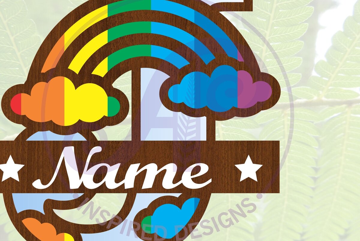 Σετ των 2 Intra απο ξύλο plywood 3mm-4mm πάχος – Αρχείο Rainbow Monogram Letter J Δίασταση  20x20 cm INTRAFABR-70085694