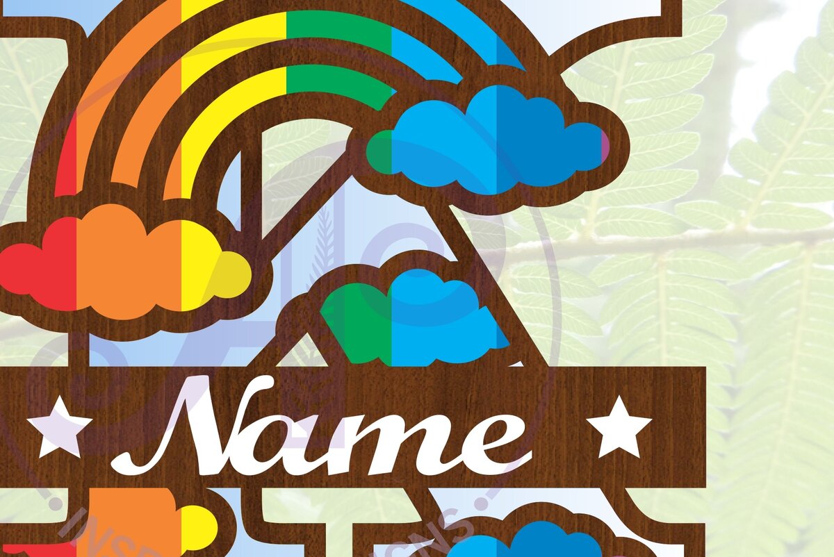 Σετ των 2 Intra απο ξύλο plywood 3mm-4mm πάχος – Αρχείο Rainbow Monogram Letter K Δίασταση  20x20 cm INTRAFABR-70085716