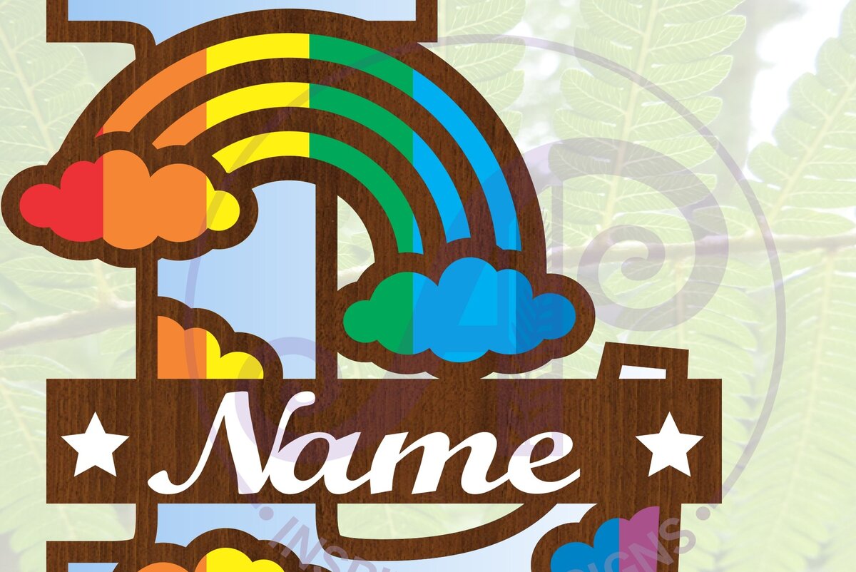 Σετ των 2 Intra απο ξύλο plywood 3mm-4mm πάχος – Αρχείο Rainbow Monogram Letter L Δίασταση  20x20 cm INTRAFABR-70085743