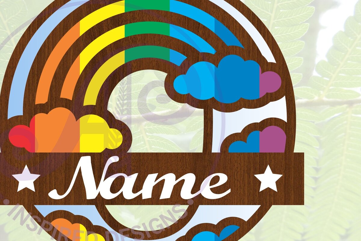 Σετ των 2 Intra απο ξύλο plywood 3mm-4mm πάχος – Rainbow Monogram Letter O Αρχείο Δίασταση  20x20 cm INTRAFABR-70085856