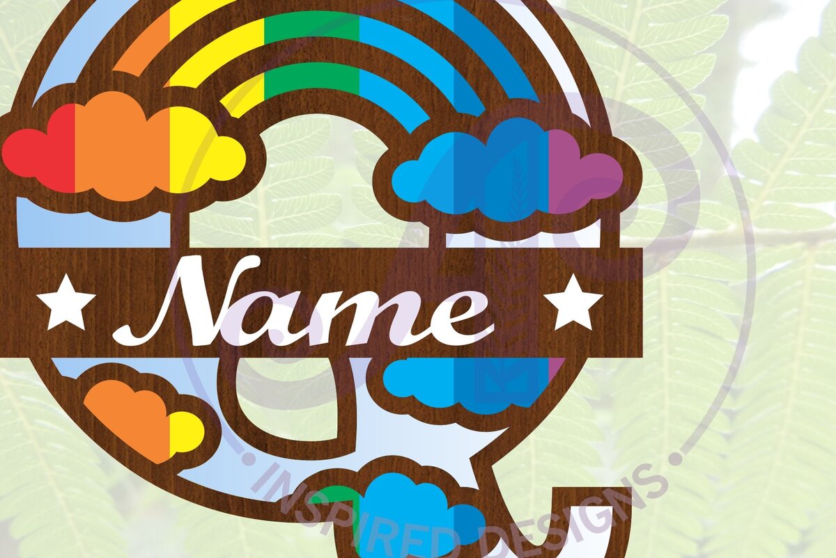 Σετ των 2 Intra απο ξύλο plywood 3mm-4mm πάχος – Αρχείο Rainbow Monogram Letter Q Δίασταση  20x20 cm INTRAFABR-70085880