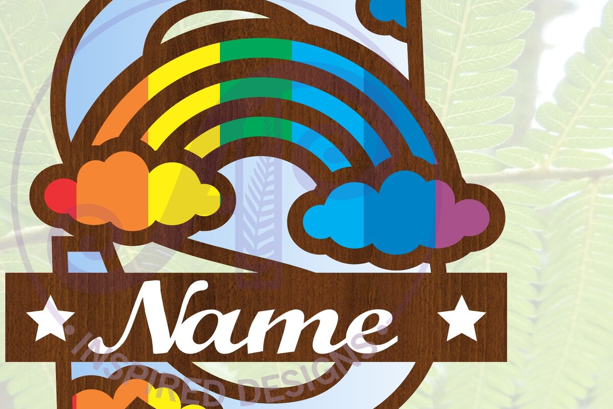 Σετ των 2 Intra απο ξύλο plywood 3mm-4mm πάχος – Αρχείο Rainbow Monogram Letter S Δίασταση  20x20 cm INTRAFABR-70085921