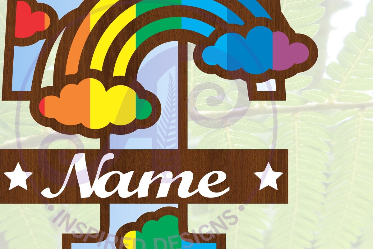 Σετ των 2 Intra απο ξύλο plywood 3mm-4mm πάχος – Αρχείο Rainbow Monogram Letter T Δίασταση  20x20 cm INTRAFABR-70085936