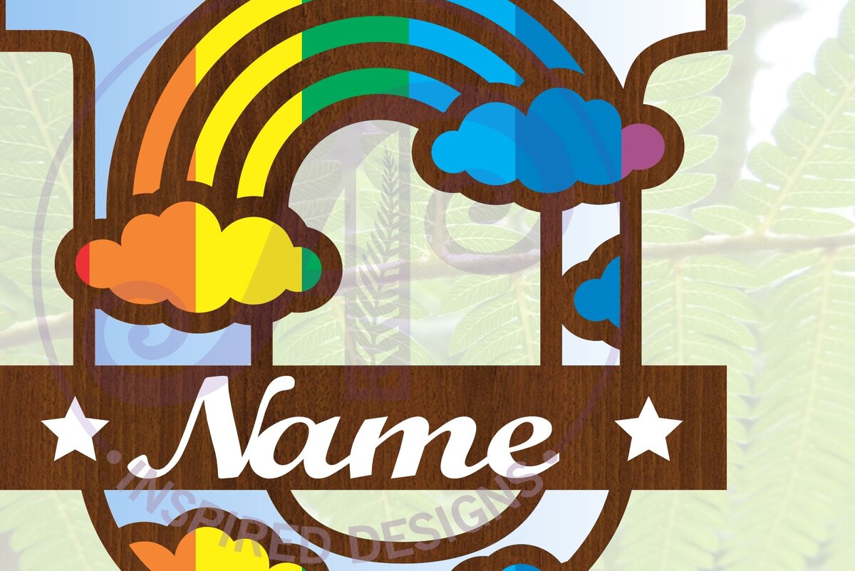 Σετ των 2 Intra απο ξύλο plywood 3mm-4mm πάχος – Αρχείο Rainbow Monogram Letter U Δίασταση  20x20 cm INTRAFABR-70085946