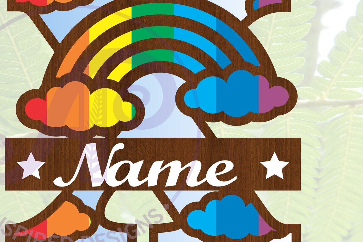 Σετ των 2 Intra απο ξύλο plywood 3mm-4mm πάχος – Αρχείο Rainbow Monogram Letter X Δίασταση  20x20 cm INTRAFABR-70085967