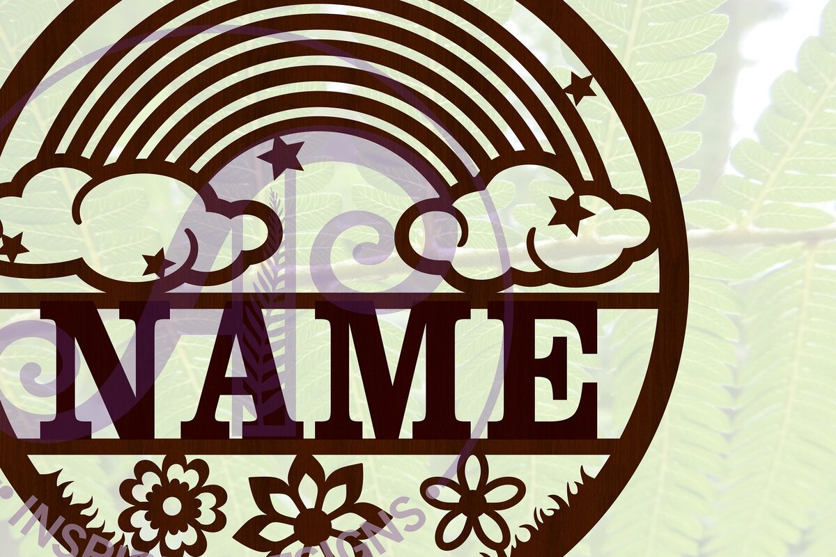 Σετ των 2 Intra απο ξύλο plywood 3mm-4mm πάχος – Αρχείο περικοπής Name Sign Rainbow Δίασταση  40x30 cm INTRAFABR-67414147