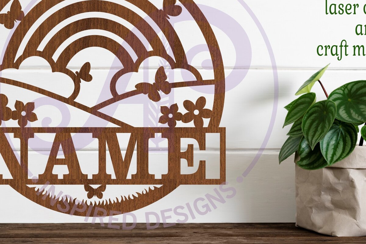 Σετ των 2 Intra απο ξύλο plywood 3mm-4mm πάχος – Πρότυπο κοπής λέιζερ Name Rainbow Δίασταση  20x20 cm INTRAFABR-99957830