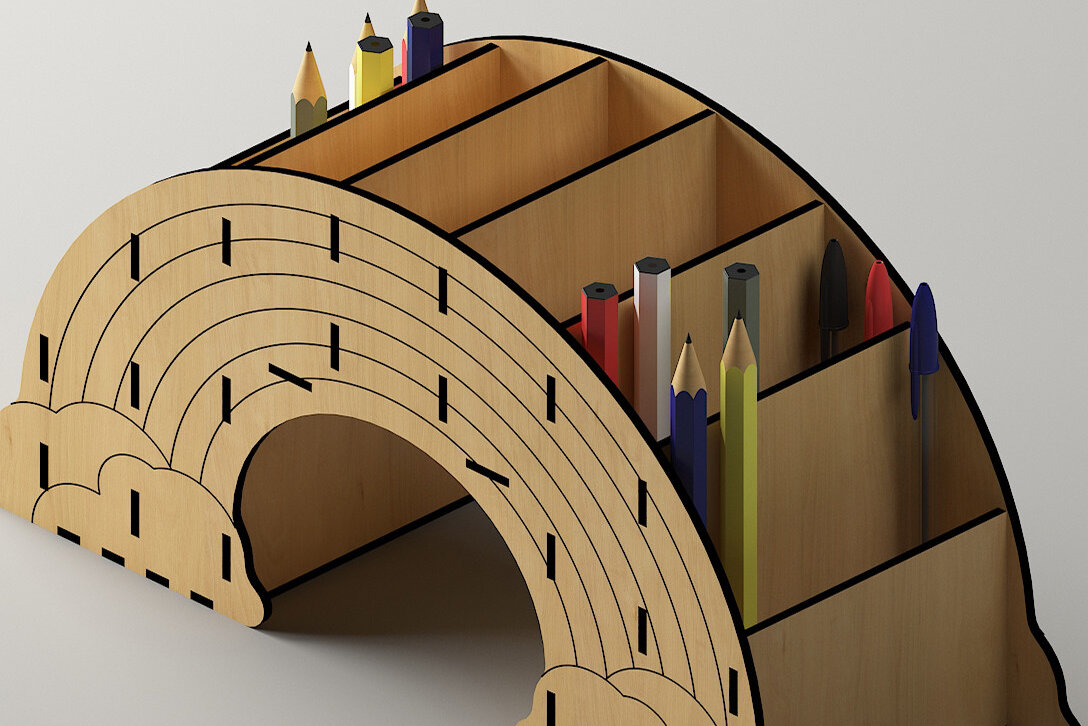 Σετ των 2 Intra απο ξύλο plywood 3mm-4mm πάχος – Επιτραπέζιο Organizer για στυλό Rainbow 246 Δίασταση  20x20 cm INTRAFABR-48373314