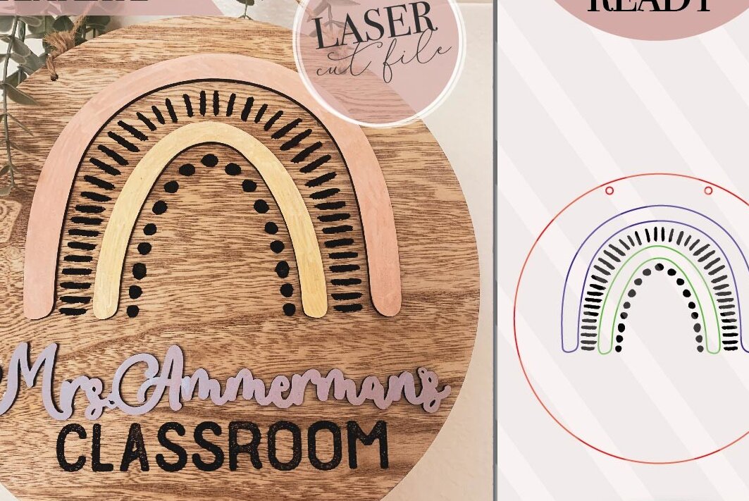 Σετ των 2 Intra απο ξύλο plywood 3mm-4mm πάχος – Σημάδι ουράνιου τόξου Δίασταση  20x20 cm INTRAFABR-75557091