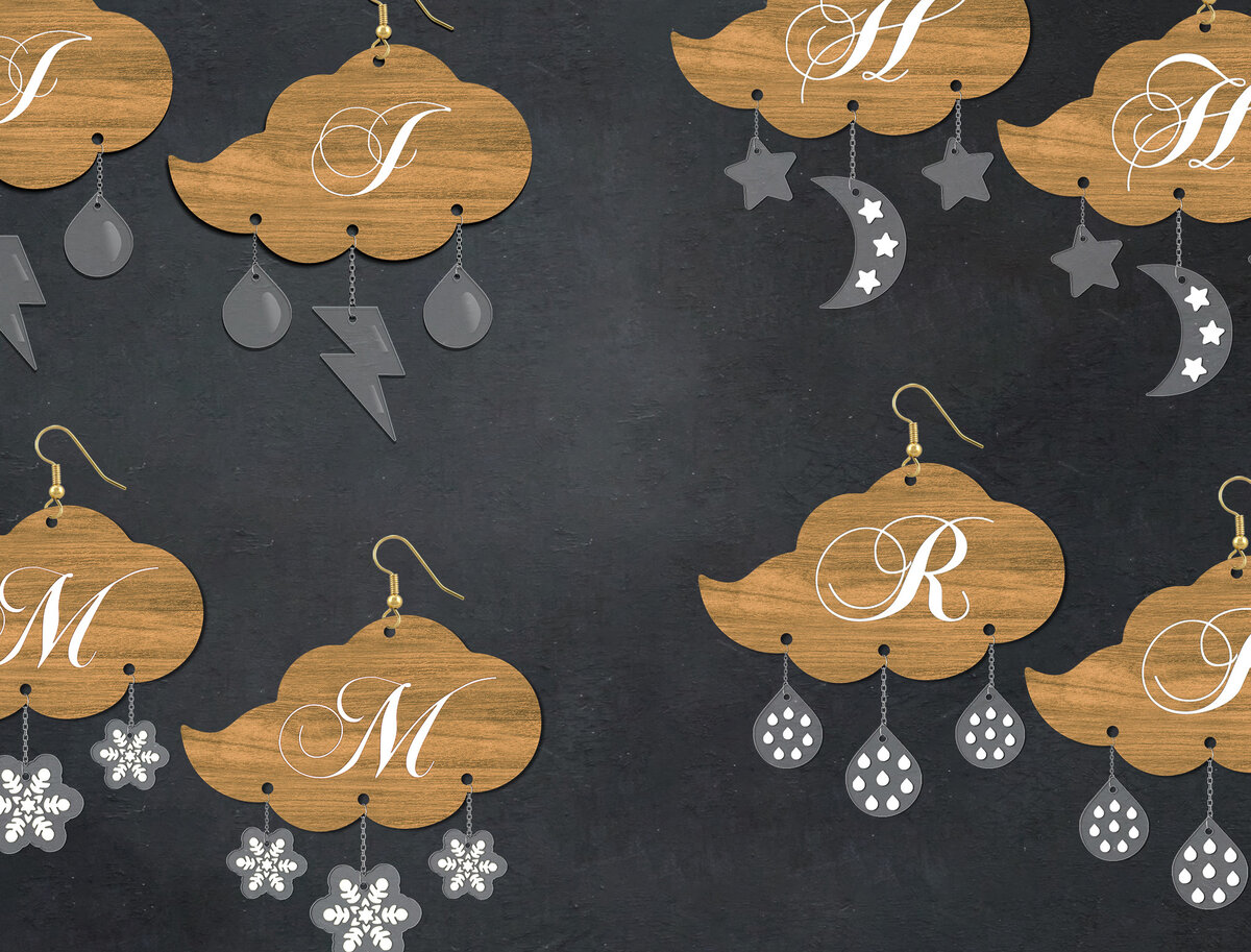 Σετ των 3 Intra απο ξύλο plywood 3mm-4mm πάχος – Αρχείο κοπής με λέιζερ σκουλαρίκια βροχής Δίασταση  5x5 cm INTRAFABR-26345594