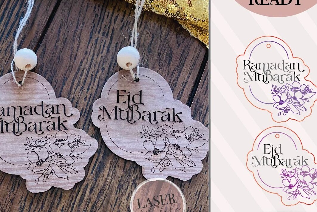 Σετ των 2 Intra απο ξύλο plywood 3mm-4mm πάχος – Ετικέτες δώρων Ραμαζάνι και ESVG Δίασταση  20x20 cm INTRAFABR-73134048