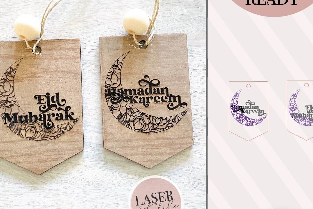 Σετ των 2 Intra απο ξύλο plywood 3mm-4mm πάχος – Ετικέτες δώρων για το Ραμαζάνι και το ESvg Δίασταση  20x20 cm INTRAFABR-73141009