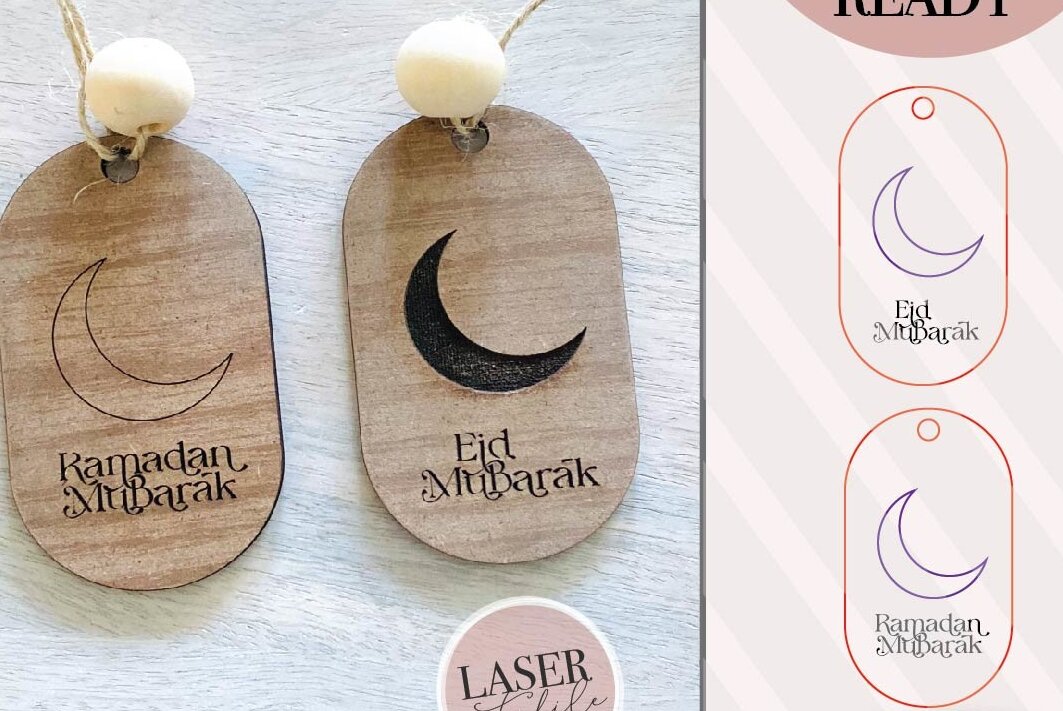 Σετ των 2 Intra απο ξύλο plywood 3mm-4mm πάχος – Ετικέτες δώρων για το Ραμαζάνι και το ESvg Δίασταση  20x20 cm INTRAFABR-73133941