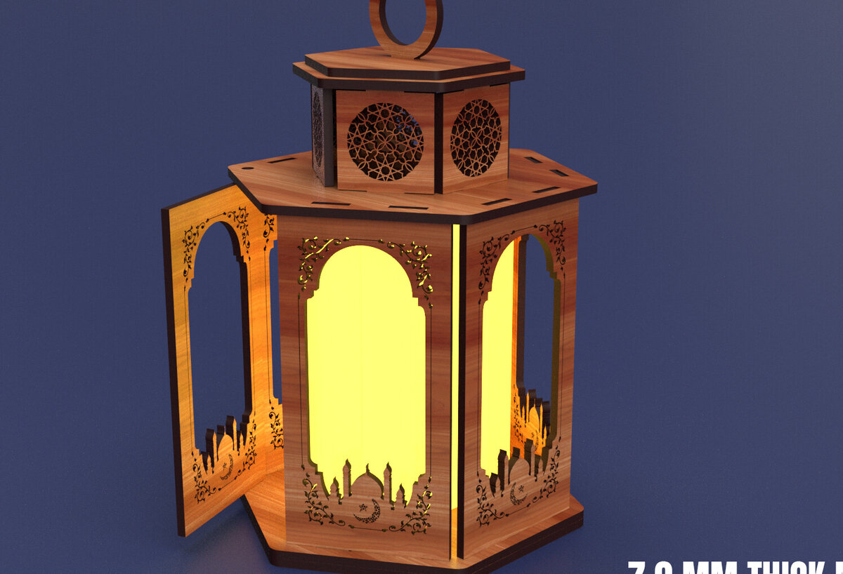 Σετ των 2 Intra απο ξύλο plywood 3mm-4mm πάχος – Κηροπήγιο Ραμαζάνι Δίασταση  20x20 cm INTRAFABR-90013772