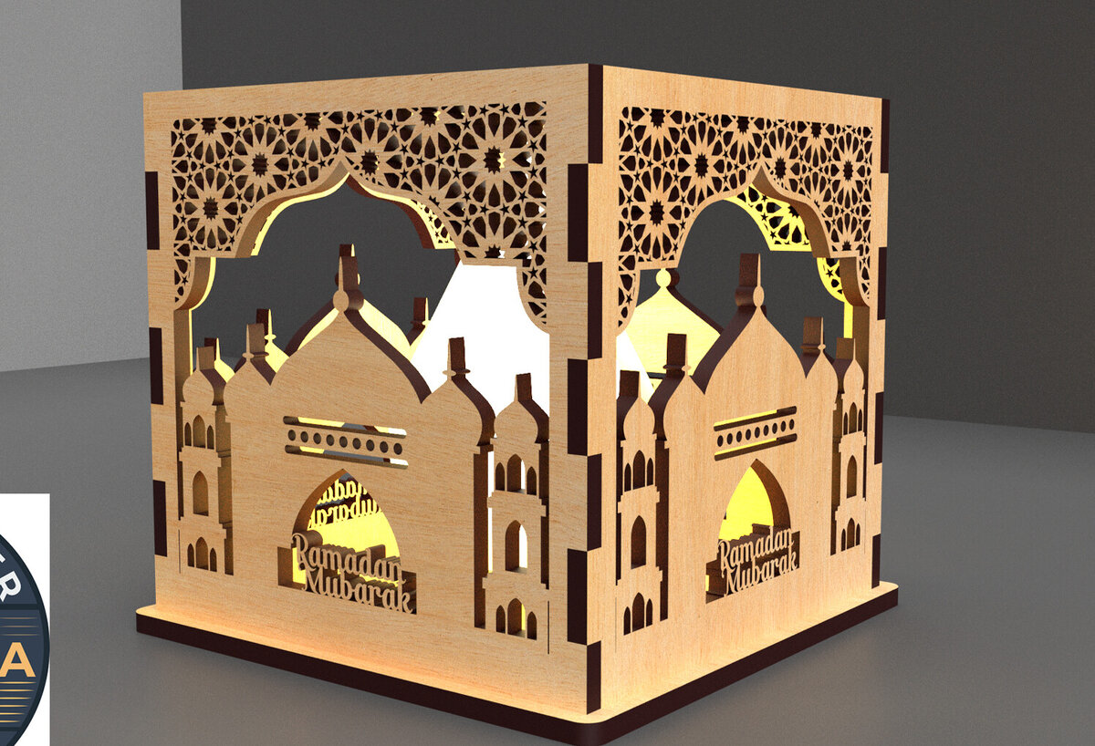 Σετ των 2 Intra απο ξύλο plywood 3mm-4mm πάχος – Κηροπήγιο Ραμαζάνι, eidDecor Δίασταση  20x20 cm INTRAFABR-93394306