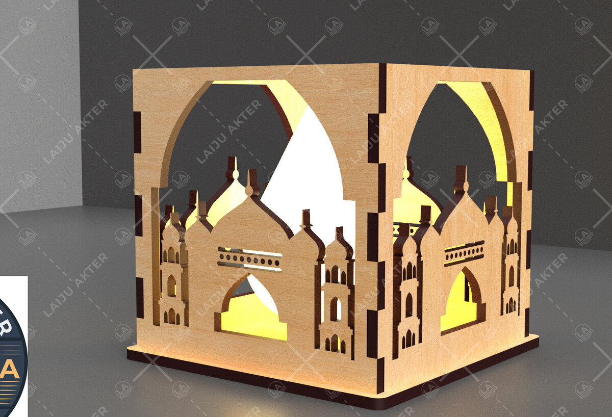 Σετ των 2 Intra απο ξύλο plywood 3mm-4mm πάχος – Κηροπήγιο Ραμαζάνι, eidDecor Δίασταση  20x20 cm INTRAFABR-93394411