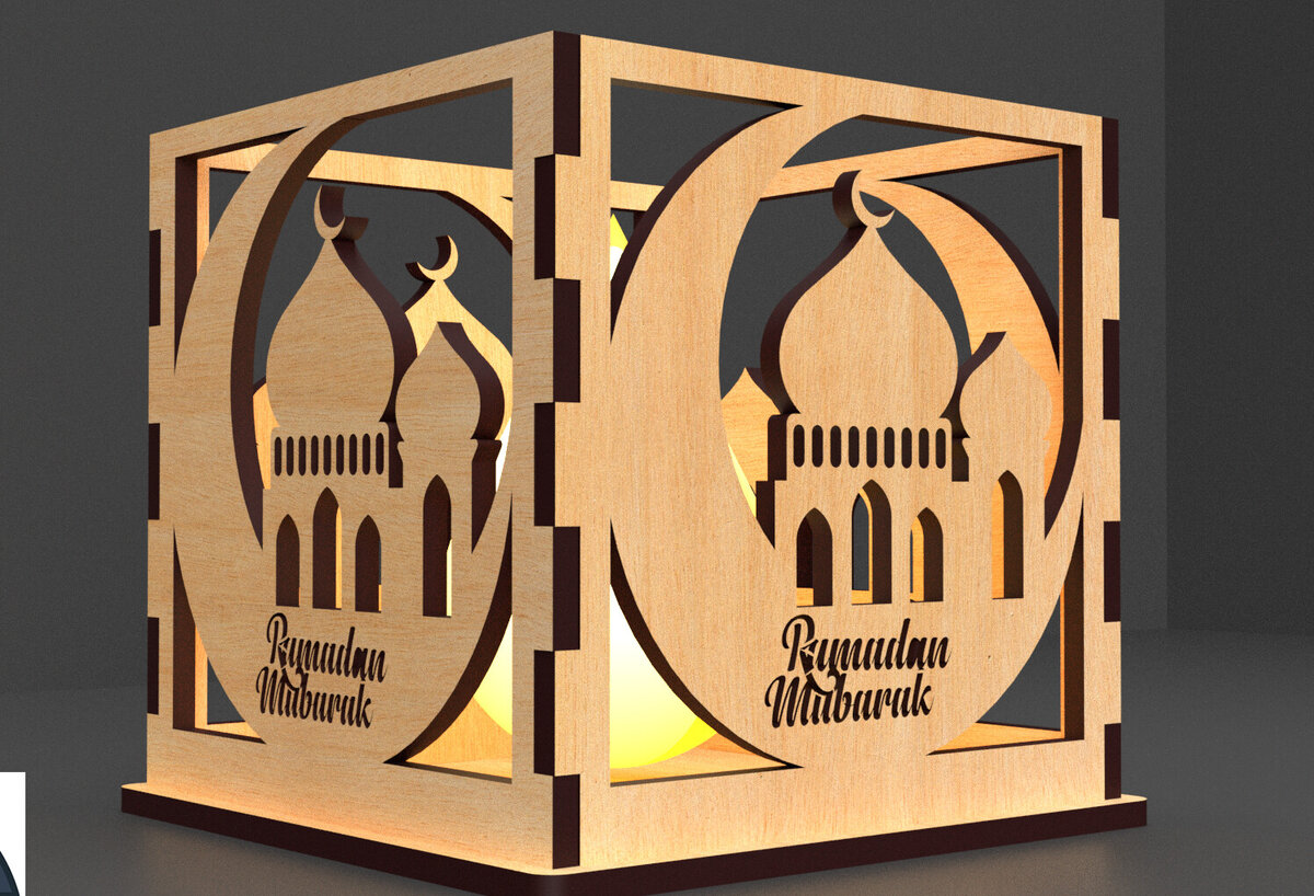 Σετ των 2 Intra απο ξύλο plywood 3mm-4mm πάχος – Κηροπήγιο Ραμαζάνι, eidDecor Δίασταση  20x20 cm INTRAFABR-93394539