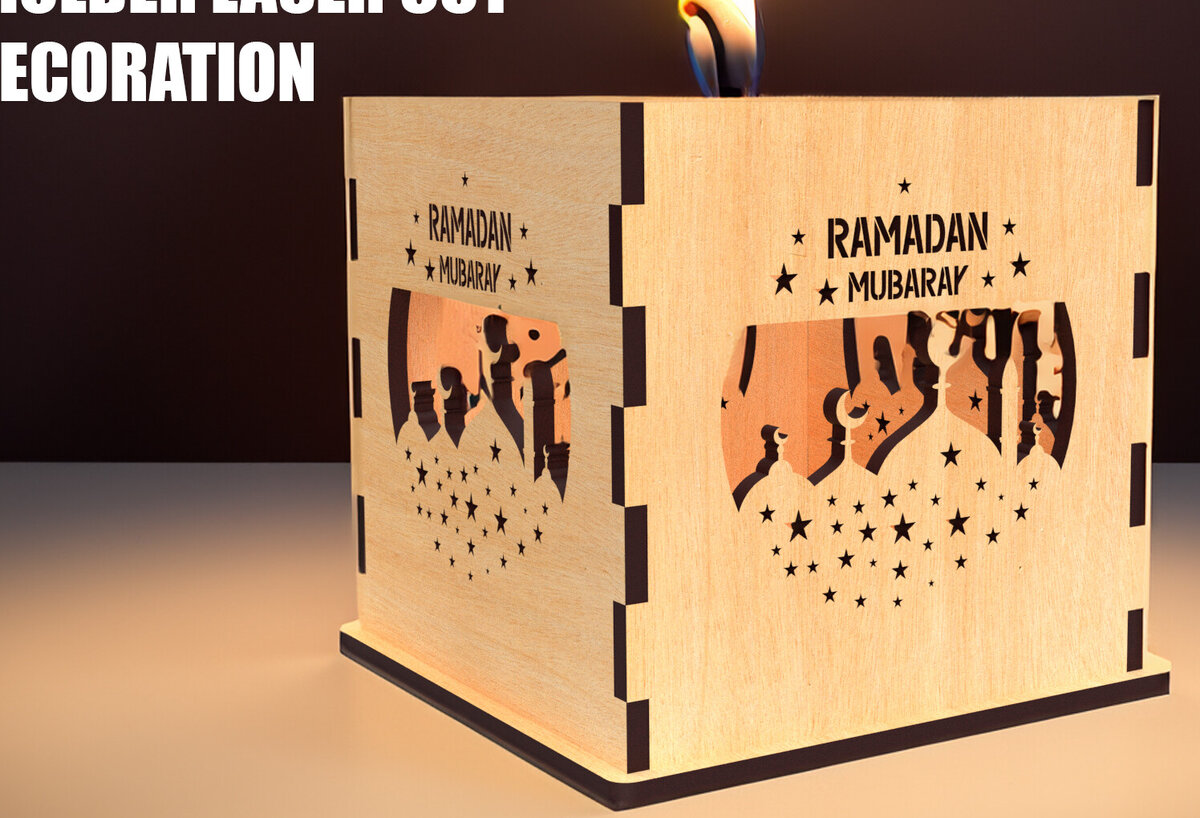 Σετ των 2 Intra απο ξύλο plywood 3mm-4mm πάχος – Κηροπήγιο Ραμαζάνι, eidDecor Δίασταση  20x20 cm INTRAFABR-93393948